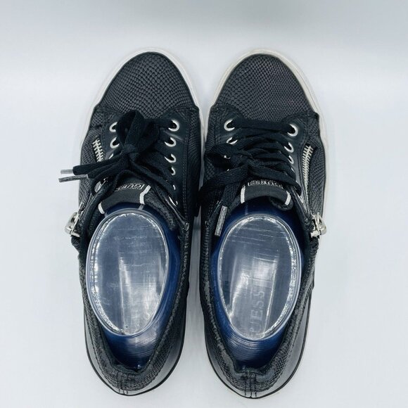 Guess Shoes Womens Size 8.5 Black Lace Up Sneakers Embossed Logo Casual Sneakers - Picture 9 of 12